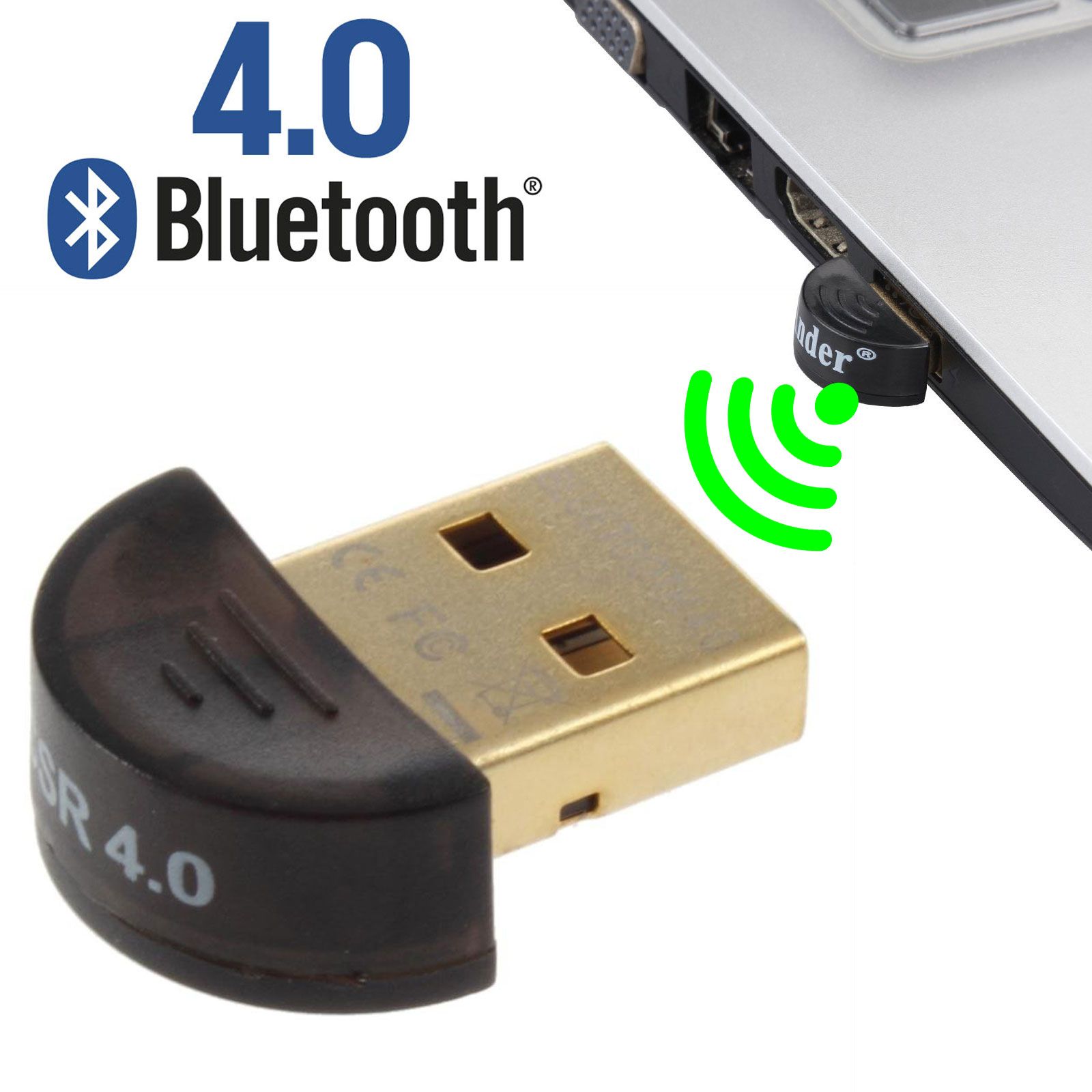 Wireless USB Bluetooth Adapter 4.0 Dongle Receiver for PC WIN XP/ 7/8/10 Music - Black