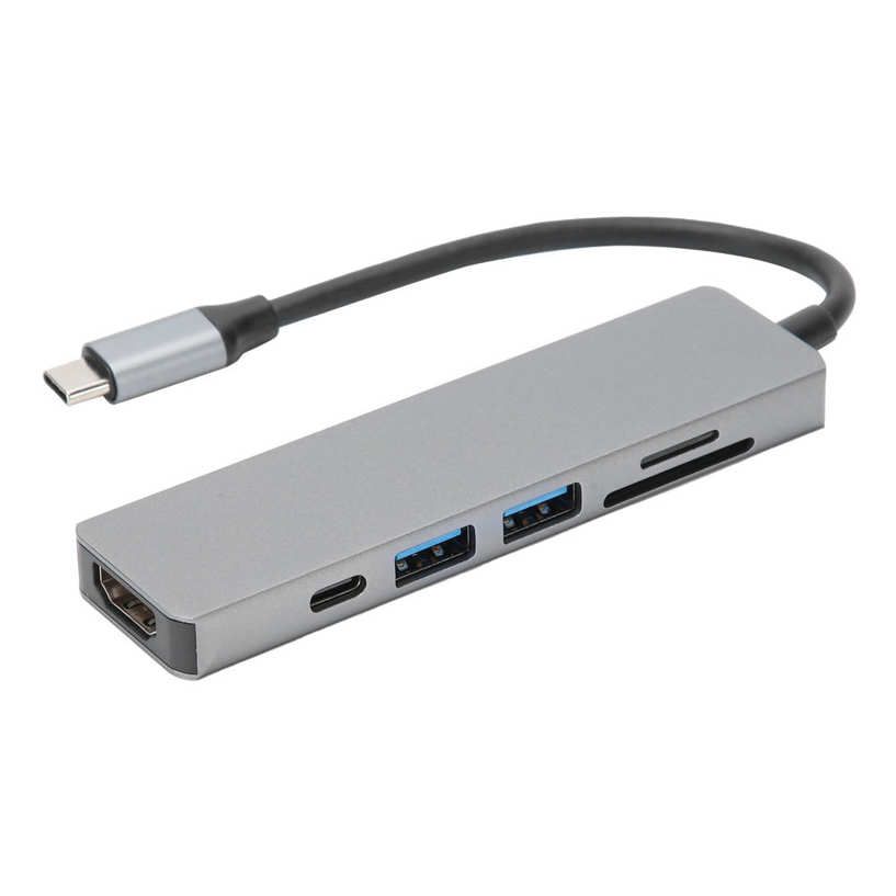 Type‑C Multiport Adapter Ultra‑Fast Gigabit Support Memory Card Connect Two USB Peripherals 6-in-1 Docking Station
