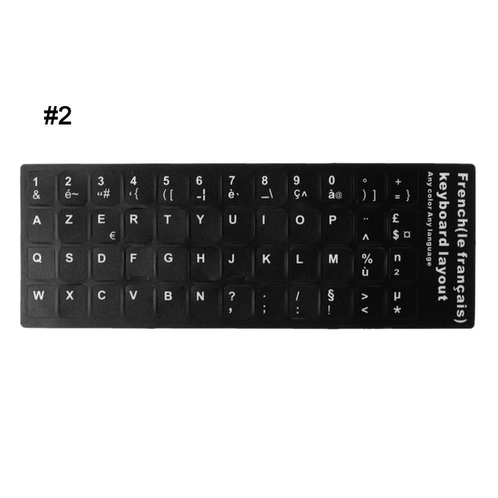 Durable /French/Spanish/Japanese/German/Arabic/Korean/Italian Keyboard Language Sticker Black Background with White T84D