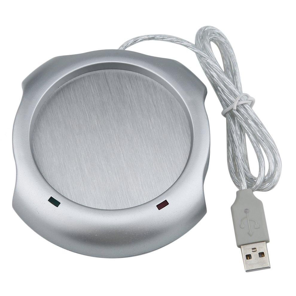 EF Silver 4 Port USB Hub + Tea Coffee Beverage Cup Electric Warmer