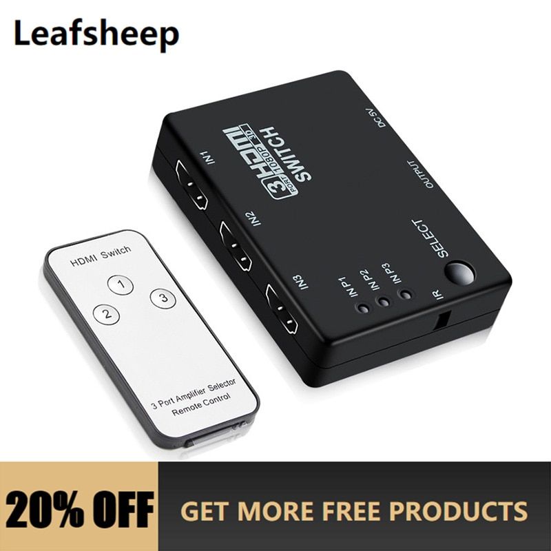 3x1 HDMI Splitter 3 Port Hub Box Auto Switch 3 In 1 Out Switcher 1080p HD 1.4 With Remote Control for HDTV XBOX360 PS3 Projector