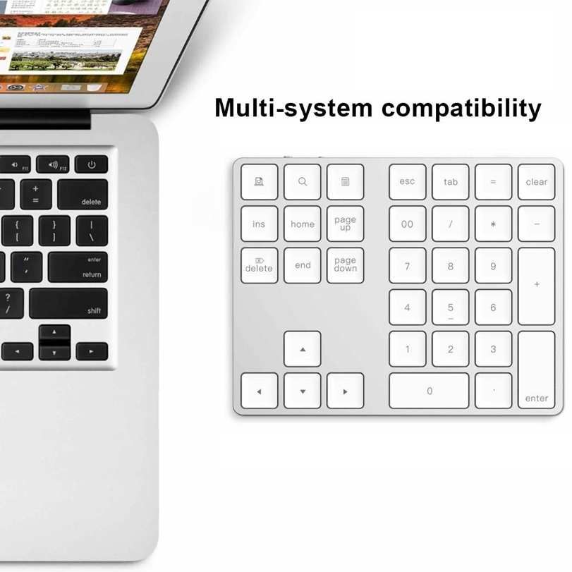 34 Keys Numeric Keypad Mini Rechargeable Numpad Wireless Small Keyboard for Laptop and Tablet