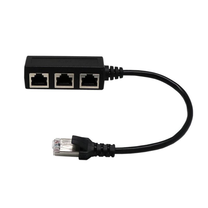 RJ45 Splitter Adapter, RJ45 1 Male to 3 Female Ports Socket Adapter Interface Ethernet Cable 8P8C Extender Plug LAN Network Connector