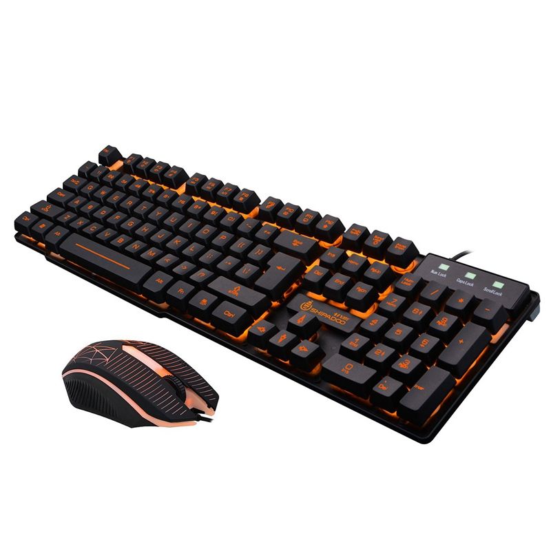 Shipadoo D600 Wired Keyd and Mouse Set, USB Glowing Floating Keycap Gaming Keyd and Mouse Set