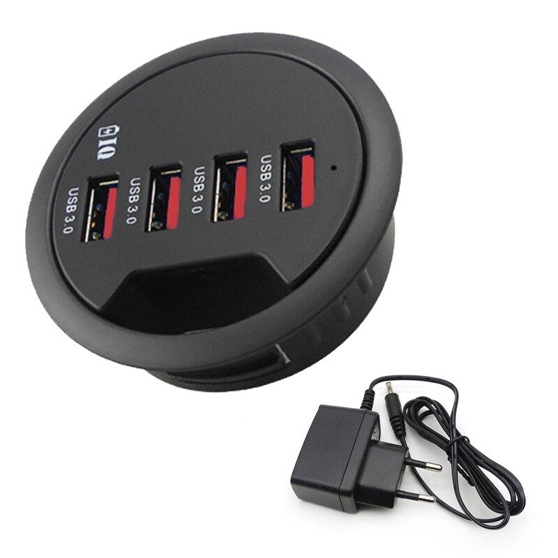 EU US Power Adapter Mounting In-Desk 4 Ports USB 3.0 Hub Multi Splitter for PC Desktop Computer Laptop Mouse Keyboard