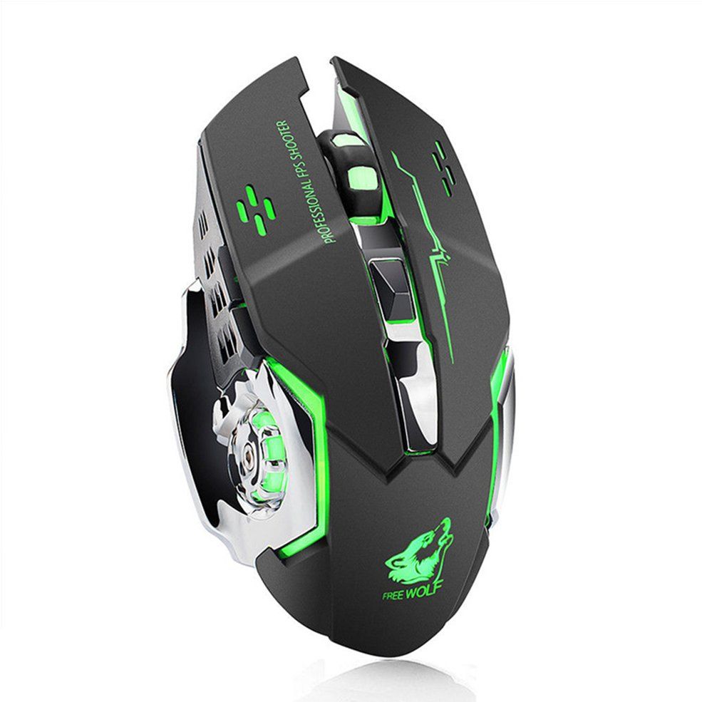 X8 Super Quiet Wireless Gaming Mouse 2400DPI Rechargeable Gamer Computer Mouse-Black