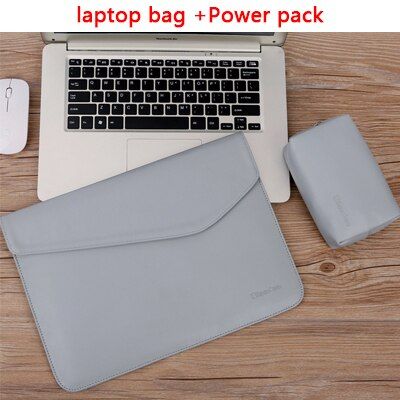 Slim PU Leather Laptop Bag For Macbook Pro 13 Air 11 12 14 Case Women Men Waterproof Smooth Magnet Adsorption Liner Sleeve Cover