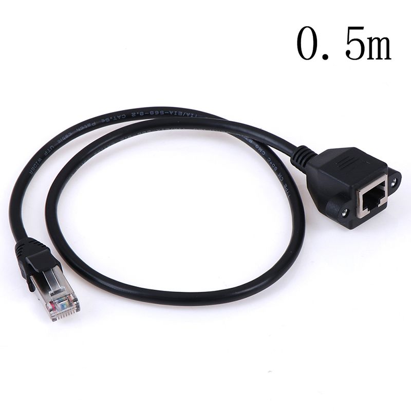 1Pc RJ45 Male to Female Screw Panel Mount Ethernet LAN Network Extension Cable