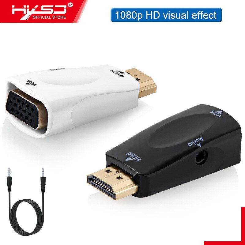 HXSJ HDMI to VGA  Adapter with Audio Cable HDMI Male to VGA Female 1080P Video Converter for Laptop PC Notebook Computer Desktop Projector HDTV Chromebook Xbox DVD Player