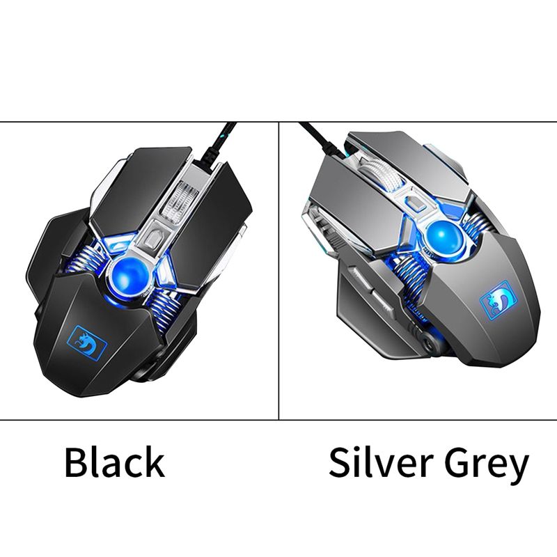 M338 Adjustable Home Silent Led Office Optical USB Wired Mouse Mechanical Desktop Mice Buttons Laptop Professional PC Silver