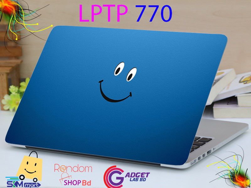 LPTP - 770 Blue Smile emoji Laptop Sticker Laptop Skin Sticker & Laptop Skin for laptop Back Side Decoration