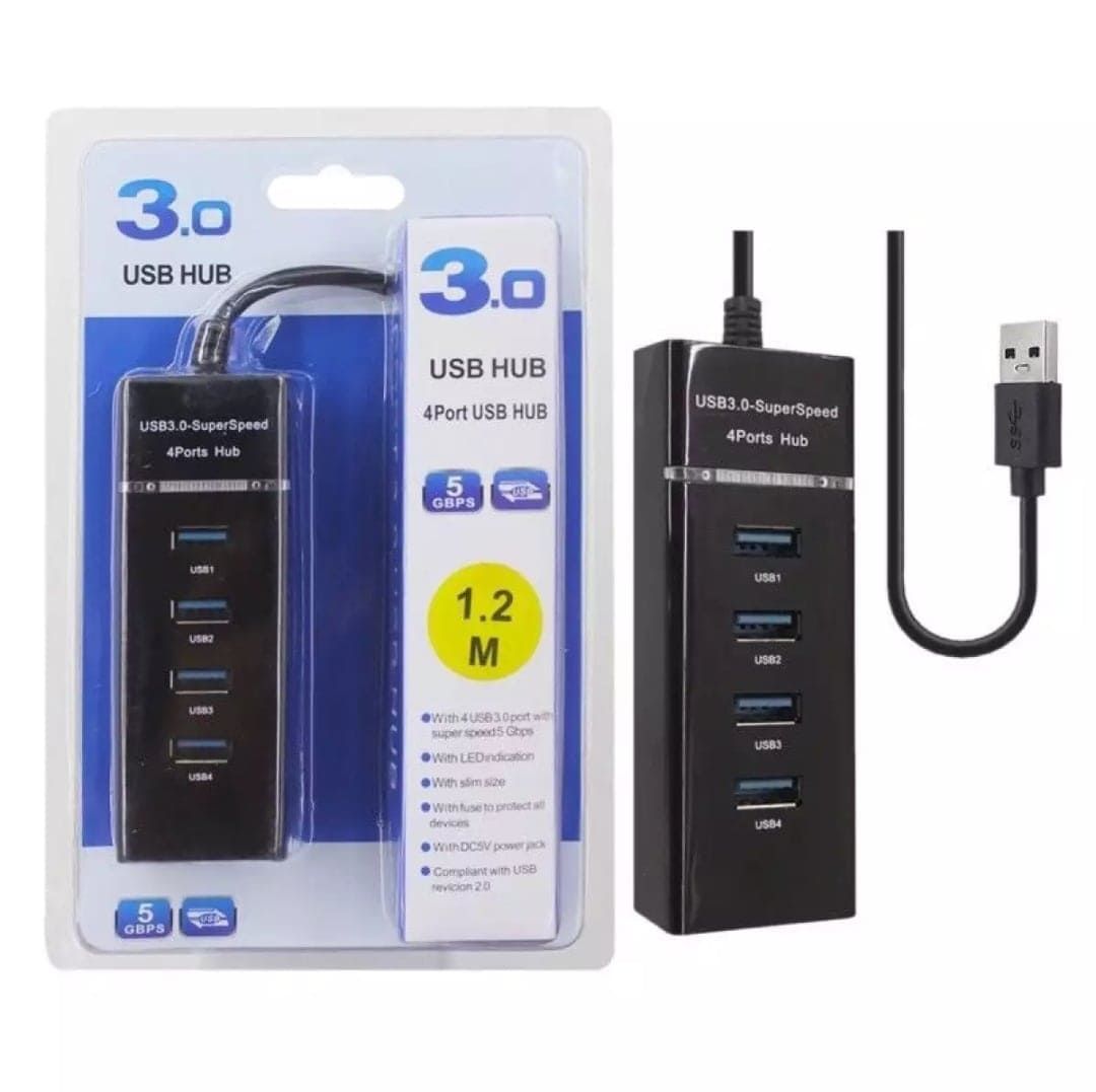 USB HUB 3.0,  4 Port USB Hub -BLACK