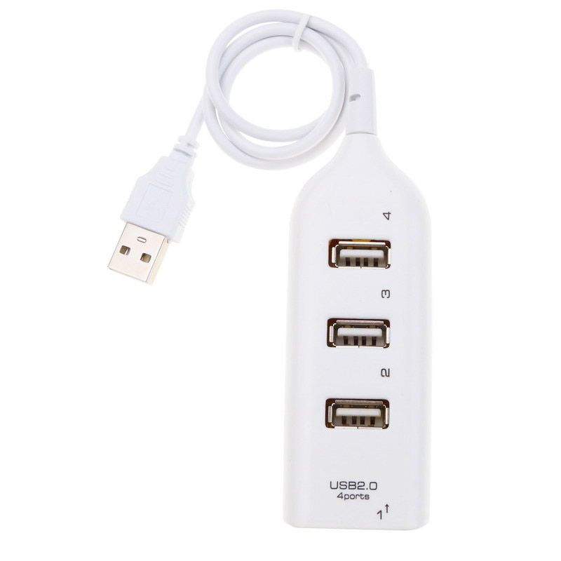 USB HUB 2.0 High Speed Ultra Slim 4 Port Socket Splitter for PC Laptop Computer Extension Windows Cable Adapter Accessories Hub（USB 2.0 HUB White）