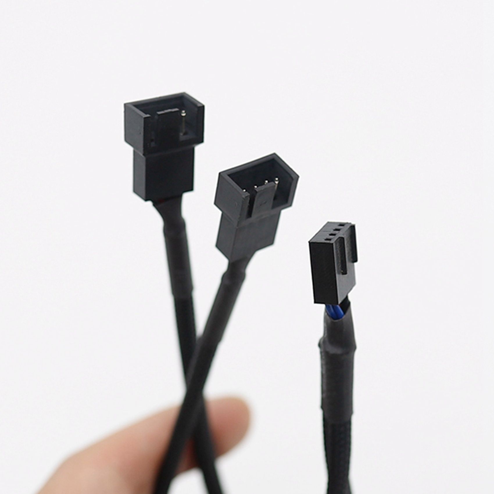 2X 1 to 2 Way Braided Cable Y Splitter 3/4 Pin PWM Male Connector Fan Computer PC Fan Extension Adapter Cable