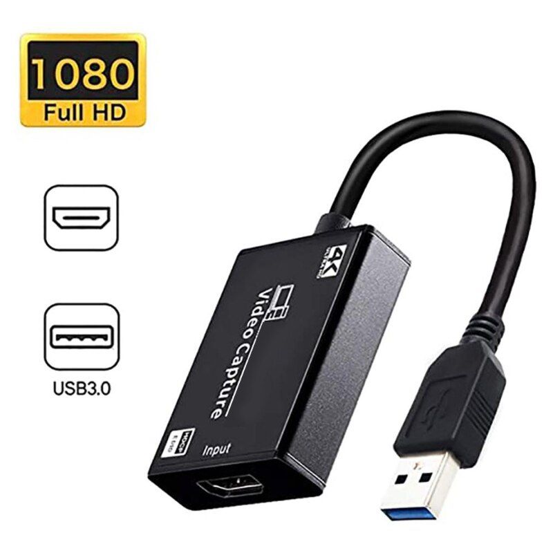 4K 1080p 30fps Video Audio- Capture Card 4K HDMI-compatible to USB 3.0 Video Recorder Live Stream Broadcast
