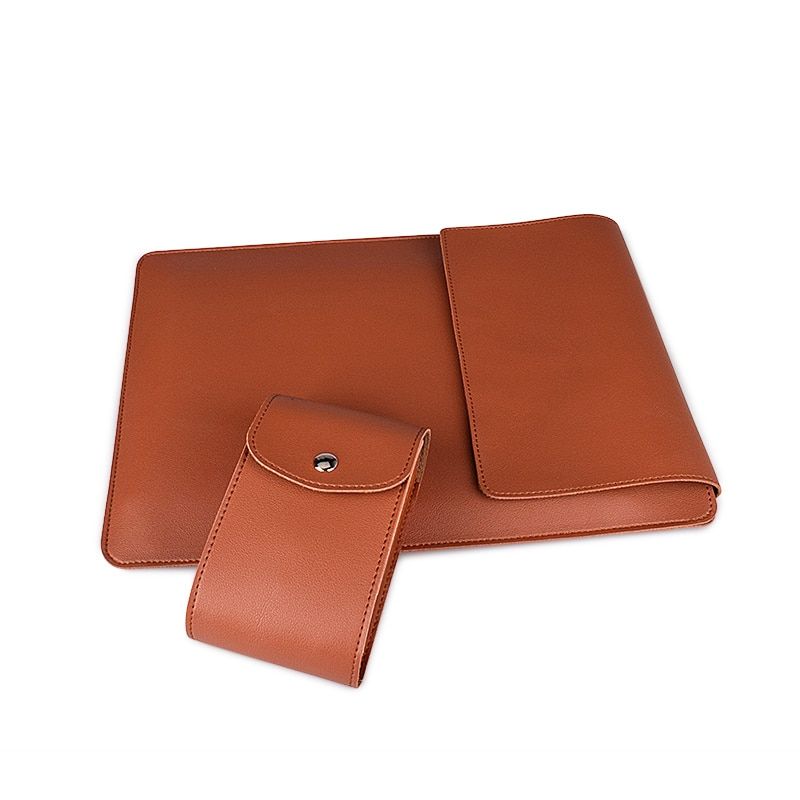 Laptop Sleeve Bag Case for Macbook Air Pro PU Leather 13/14 inch Notebook Bag Laptop Handbag with Stand Mouse Pad