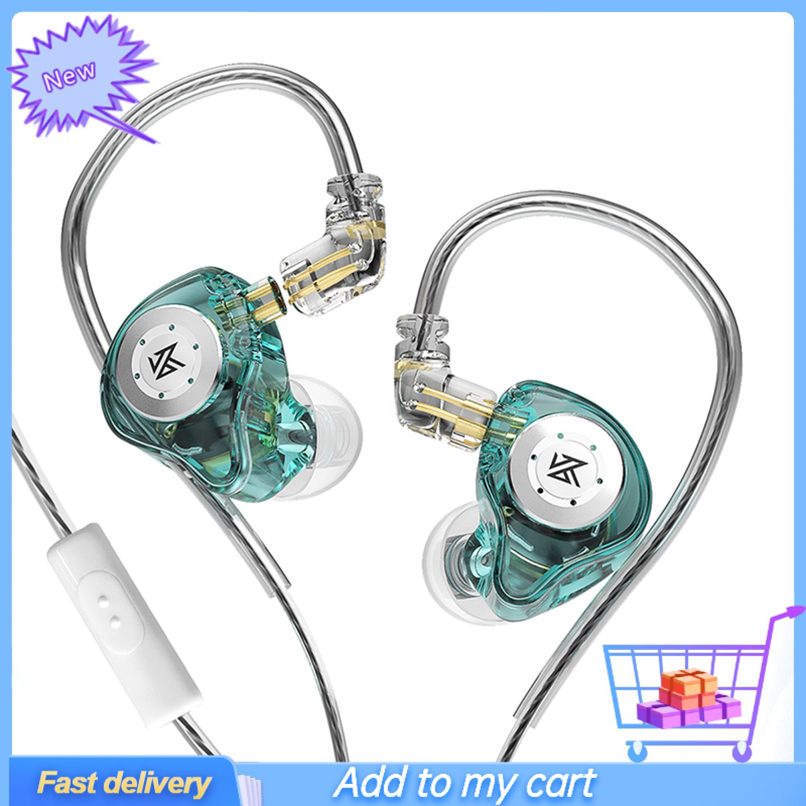 Wired Earbud HiFi Line Control PVC Dynamic In-ear Earphone for Music