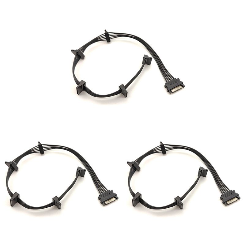 3X 15Pin SATA Power Supply Splitter Cable Hard Drive 1 Male to 5 Female Extension Power Cord for DIY PC Sever