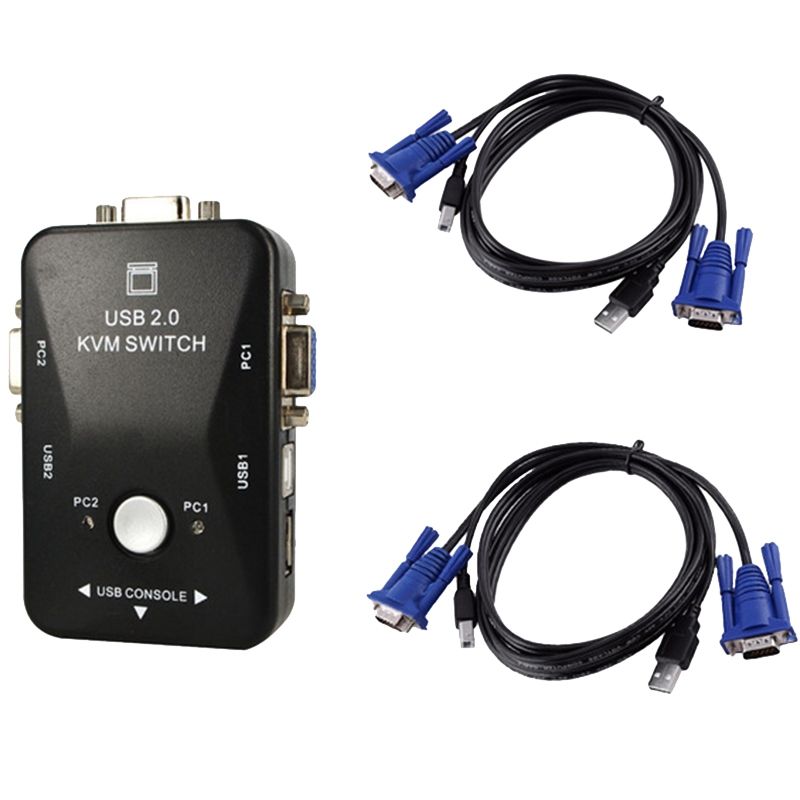 Usb 2.0 Kvm Switch 2 Port Usb Switcher 1920*1440 Vga Svga Switch Splitter Box For Computer Sharing Monitor Keyd