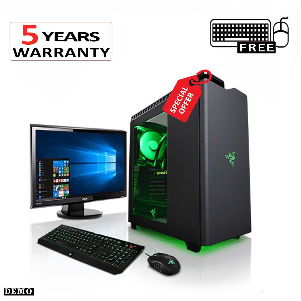 Intel® Core i3 RAM 4GB HDD 500GB  TV 24 inch Graphics 2GB Built-in for Gaming PC Windows 10 64 Bit Desktop Windows 10 64Bit with Keyboard & Mouse