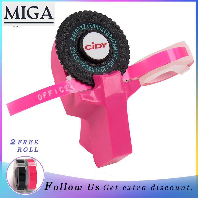 【Miga Plaza】 Mini Portable Manual Label Maker DIY 3D Embossing Label Writer Printer Typewriter with Plastic PVC 9mm Label Tapes Lettering Machine
