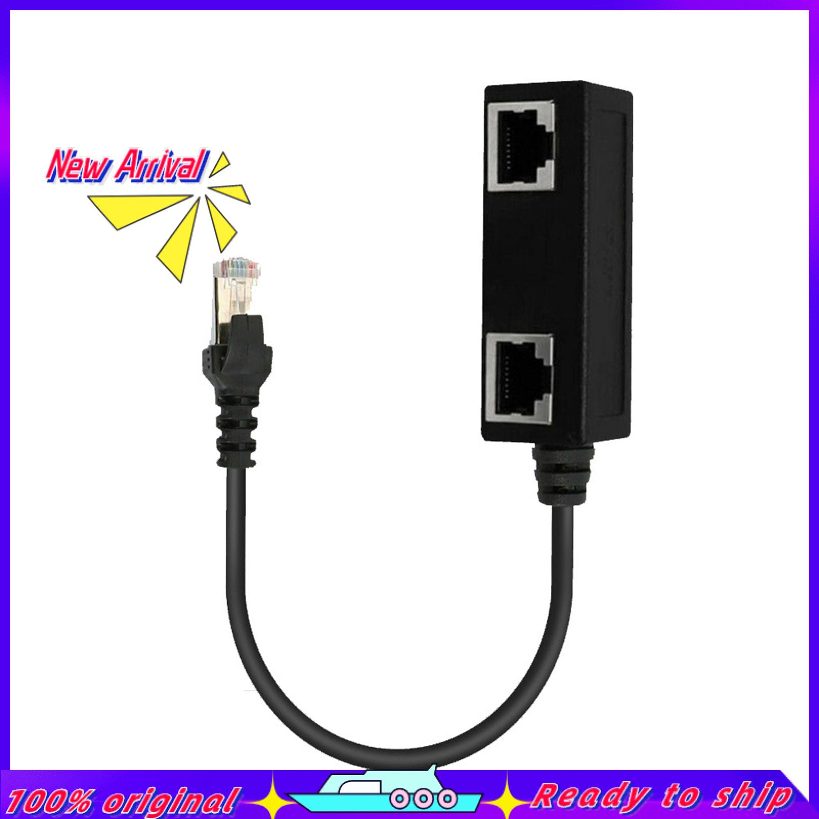 RJ45 Connector Adapter Easy to Use 1 Male to 2 or 3 Female ABS Networking Extension Splitter Cable for Computer