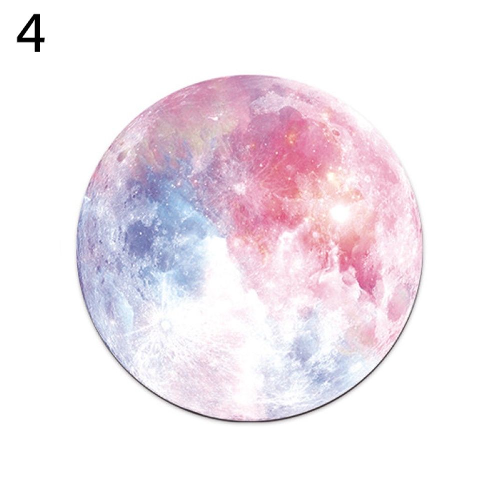 Home Office Planetary Print Anti-Slip Rubber Round Gaming Mouse Pad Mice Mat