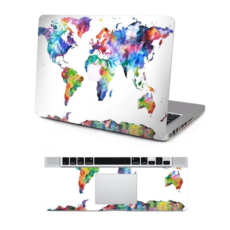 Laptop Vinyl Decal World Map for Macbook Air Pro Retina Multicolor Sticker Full Skin A1370 A1398 A1286 A1278 A1466 Pro16 A2141