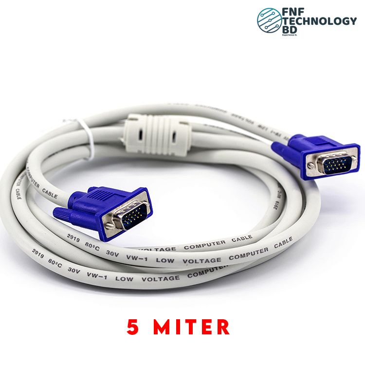 VGA Cable Round White PC Computer Monitor Cable (5 Miter)