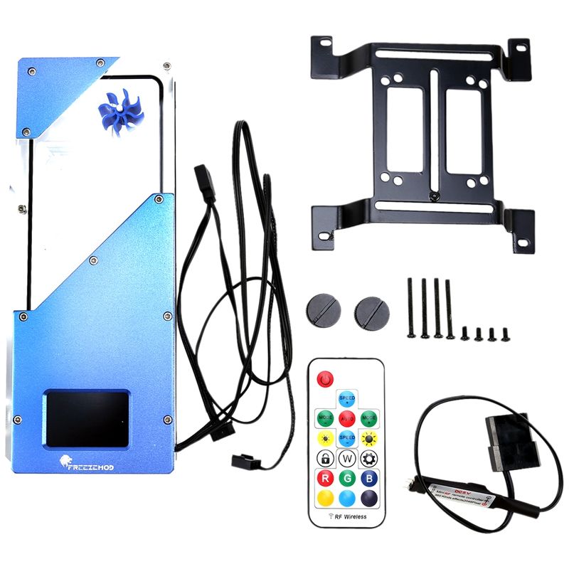 FREEZE MOD BOX-ZNSX fluid Cooler, Water Flow Temperature Speed Measurement Display Computer Cooler Set(Blue)