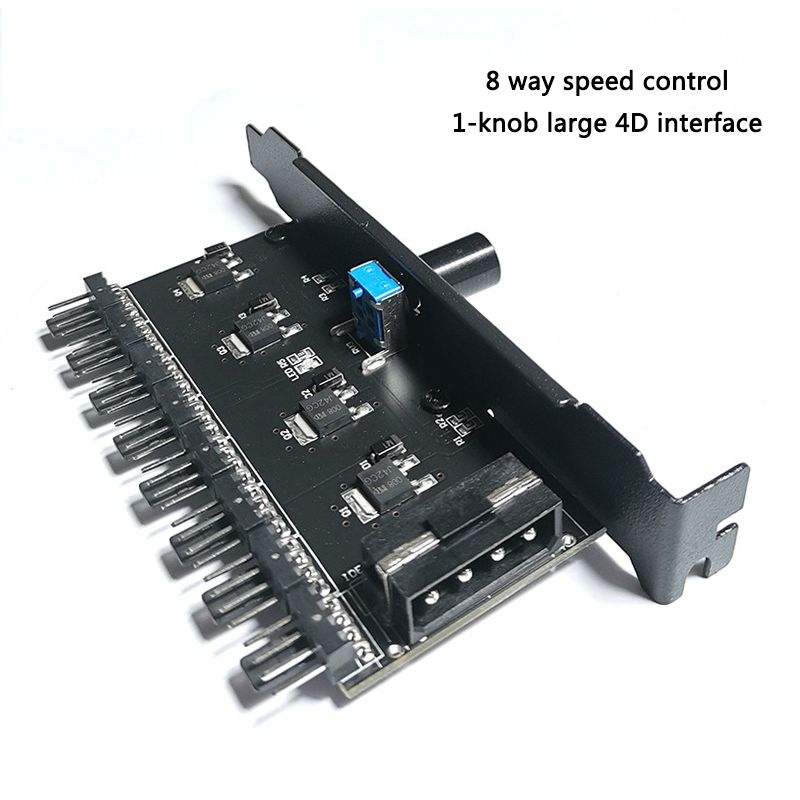 12V 3Pin/4Pin Speed Controller 8 Way Cooling Fan Hub PCI Bit Case Fan Infinitely Adjustable Speed Controller Easy To Use