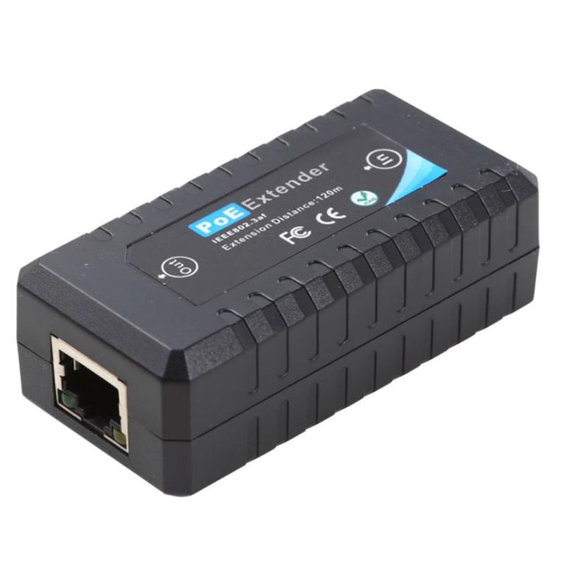 JAERBEE 1 Port POE Extender 10/100Mbps with IEEE 802.3Af Standard Input / Output for IP Camera Transmission Distance 120 Meters