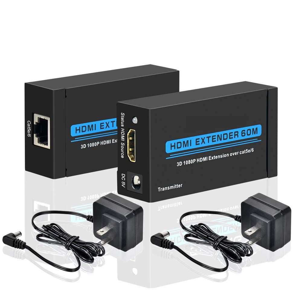 Yfashion Extender Over Single  5E/6/6a 60M Support Full HD 1080P 3D HDCP EDID Ethernet LAN Cable Switch Network RJ45 o  Extension Adapter  Receiver