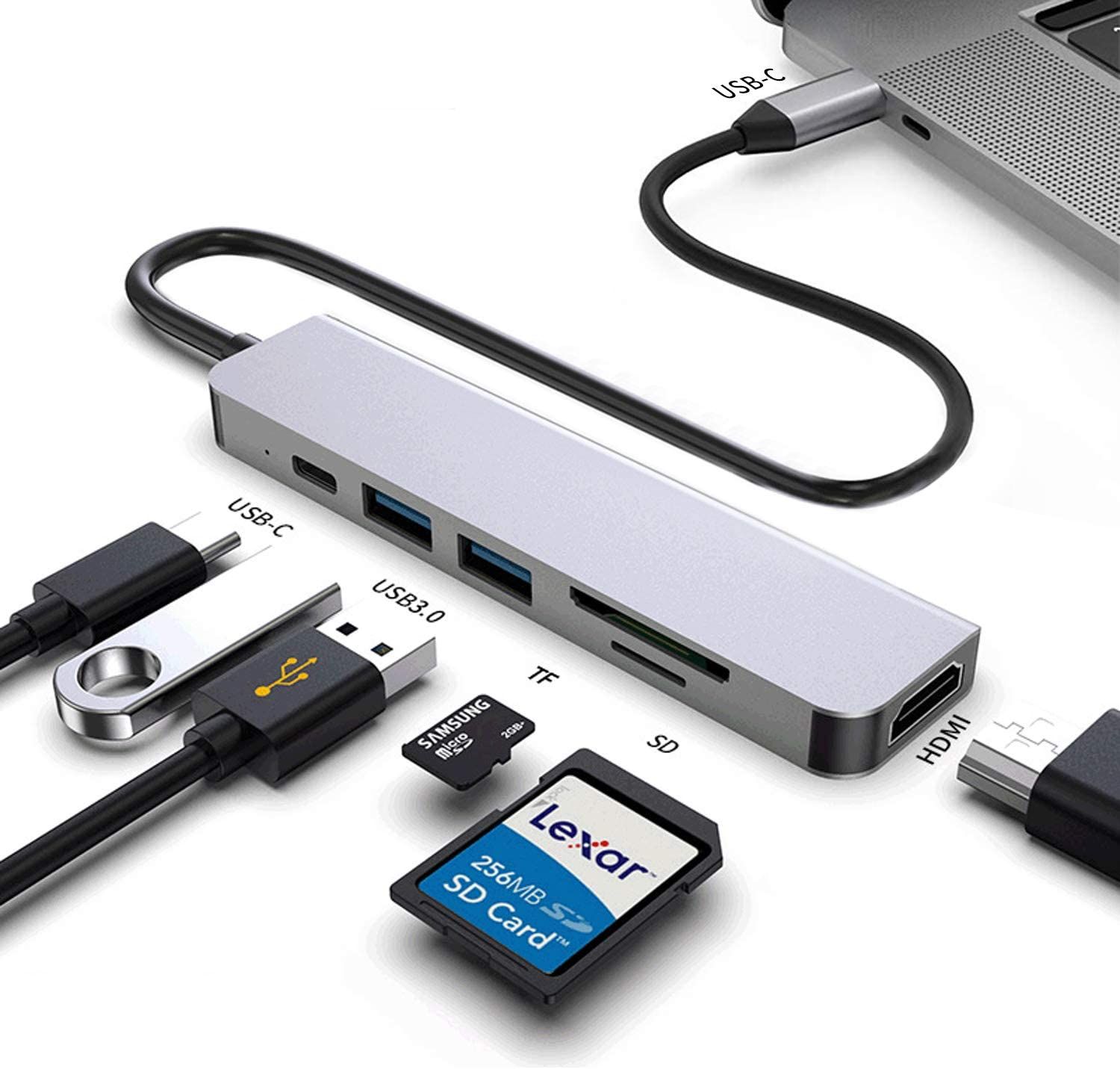 Usb C Hub Docking station Type C To USB 3.0 HDMI-compatible PD Charging USB 3.0 TF/SD Card Converter Hub for Macbook Huawei P20