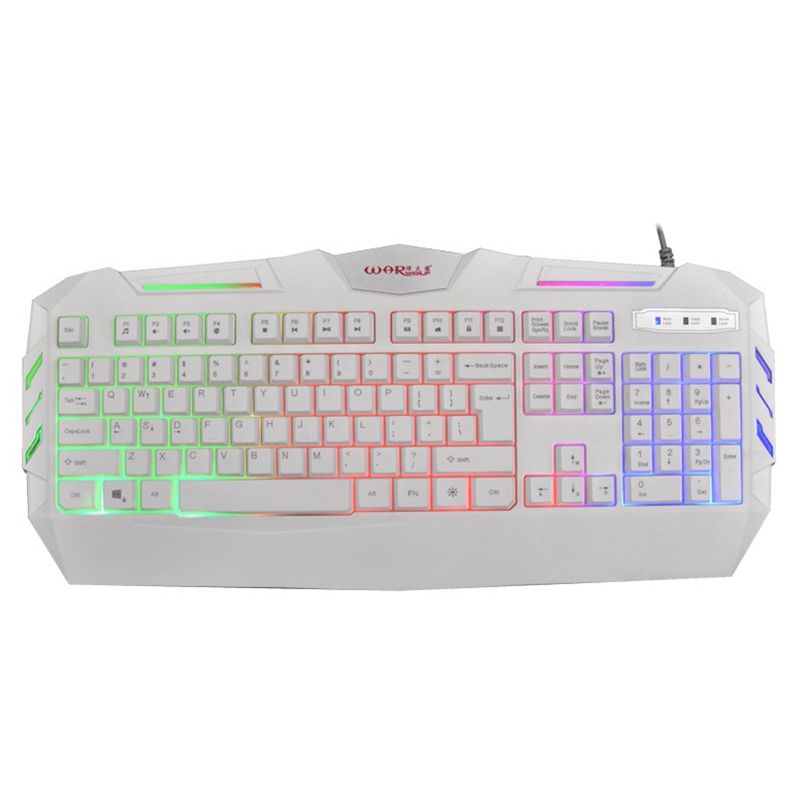 WARWOLF Game Keyboard K3 USB Wired Illuminated Colorful LED Backlit Multimedia PC Gaming Keyboard