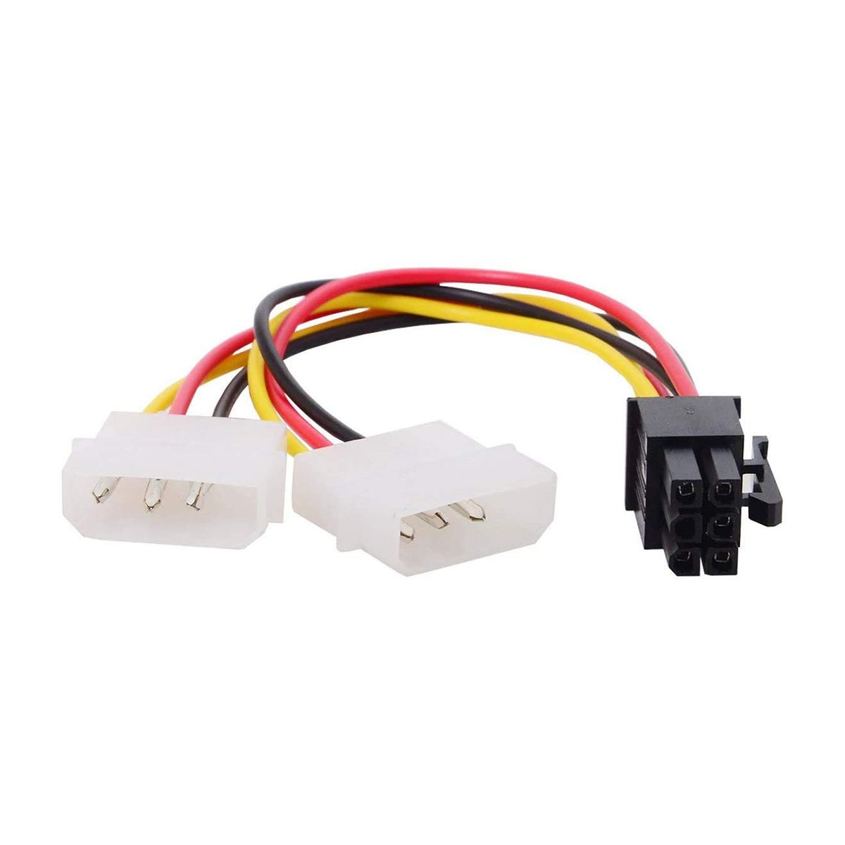PCI Express 6 Pin To Dual 4 Pin Molex IDE Power Cable Adapter-Multicolor