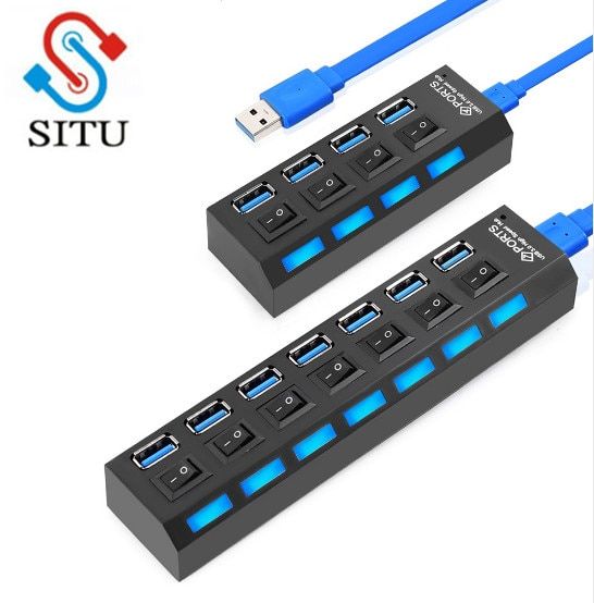 SITU USB HUB 3.0 4/7 Ports Micro USB 3.0 HUB Splitter With Power Adapter USB Hab High Speed 5Gbps USB Splitter 3 HUB For PC