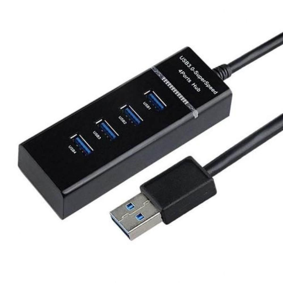 High Speed USB 3.1 4 Port USB 3.0 Hub for PC Laptop Tablet - Black