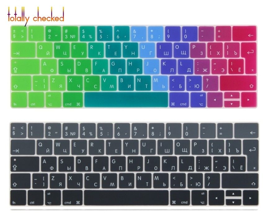 For MacBook Pro 13 15 inch A1706 A 1989 A1707 A1990 A2159 Russian Keyboard Cover Protector TouchBar Russian UK/EU Euro Version