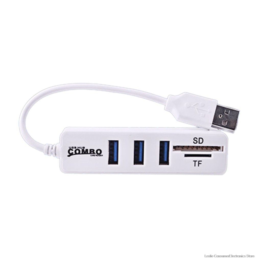 Universal Mini USB Hub 2.0 High Speed USB Splitter 3/6 Port Hub Adapter With TF SD Card Reader For Windows Mac PC Accessories（White 3 Ports）