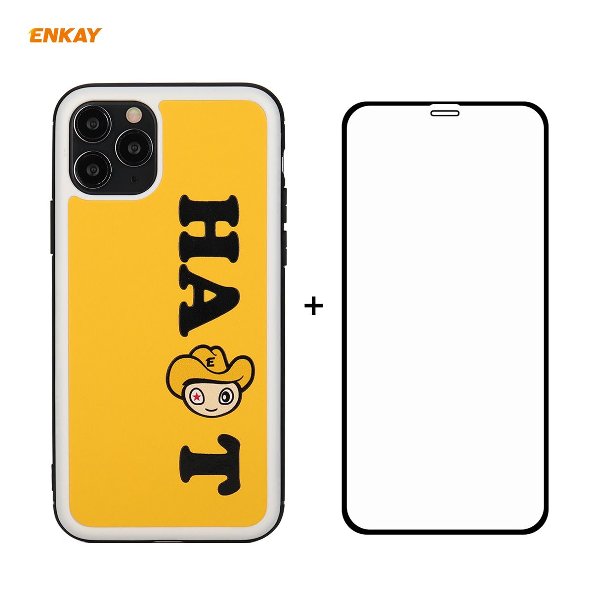 For iPhone 11 Pro Hat-Prince ENKAY ENK-PC0472 Cartoon Series PU Leather + PC Hard Slim Case Shockproof Cover ＆ 0.26mm 9H 2.5D Fu