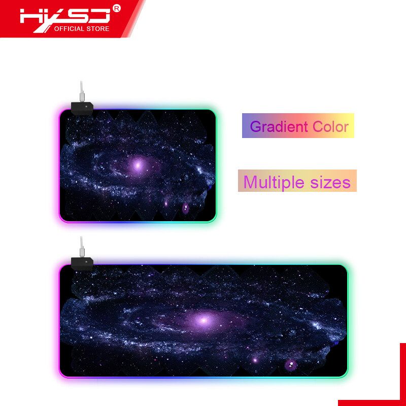 HXSJ WTU-154-L Planet-11 RGB Mouse Pad Lock Edge Super Large Magic Color Luminous Non Slip Keyboard Pad Electronic Game Desk Pad