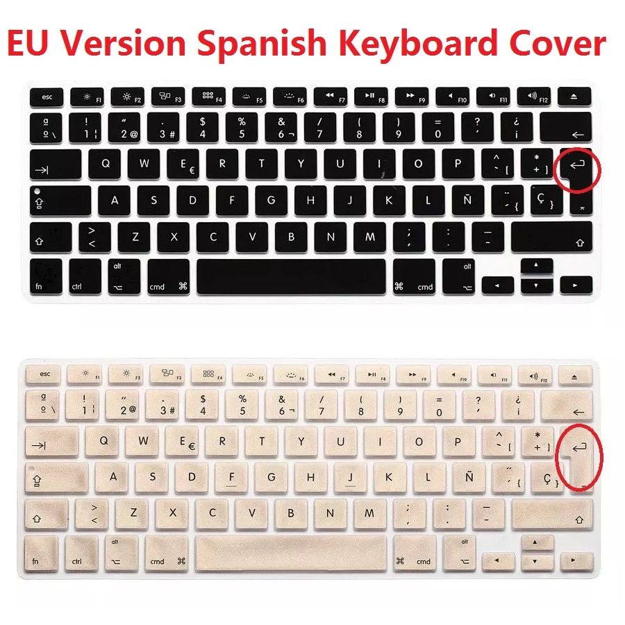 Euro EU ESP Spanish Keyboard Skin Cover For Macbook Air Pro Retina 13 15 A1502 A1398  Keyboard Protector For iMac PC Computer