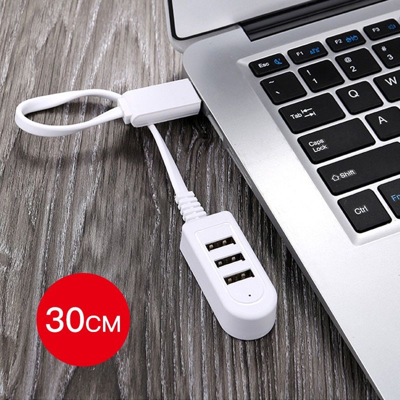 3 Port USB Hub Extend Cable 1.2m USB 2.0 Splitter Wire Data Transfer Device Charging USB Adapter Laptop PC Computer USB Extender（30cm BLACK）