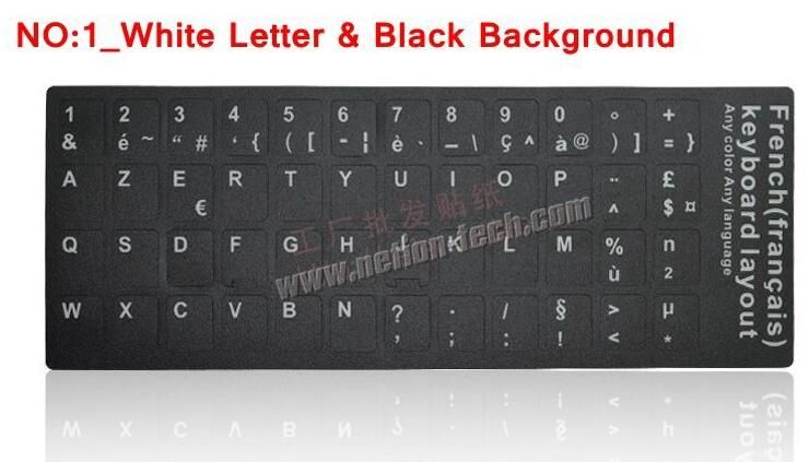 High Quality! French keypad label sticker, Eco-environment Plastic French keyboard stickers for Laptop/computer