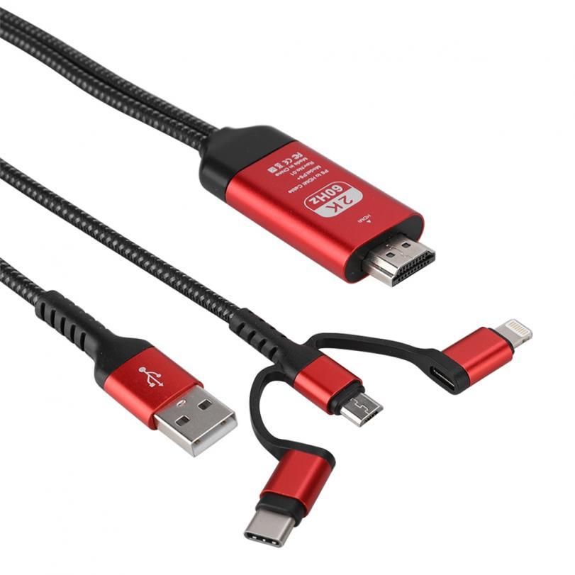 2019 3 In 1 Micro USB/for iOS/Type-C to HDMI HD 4K Video HDTV Converter Adapter Cable on sale