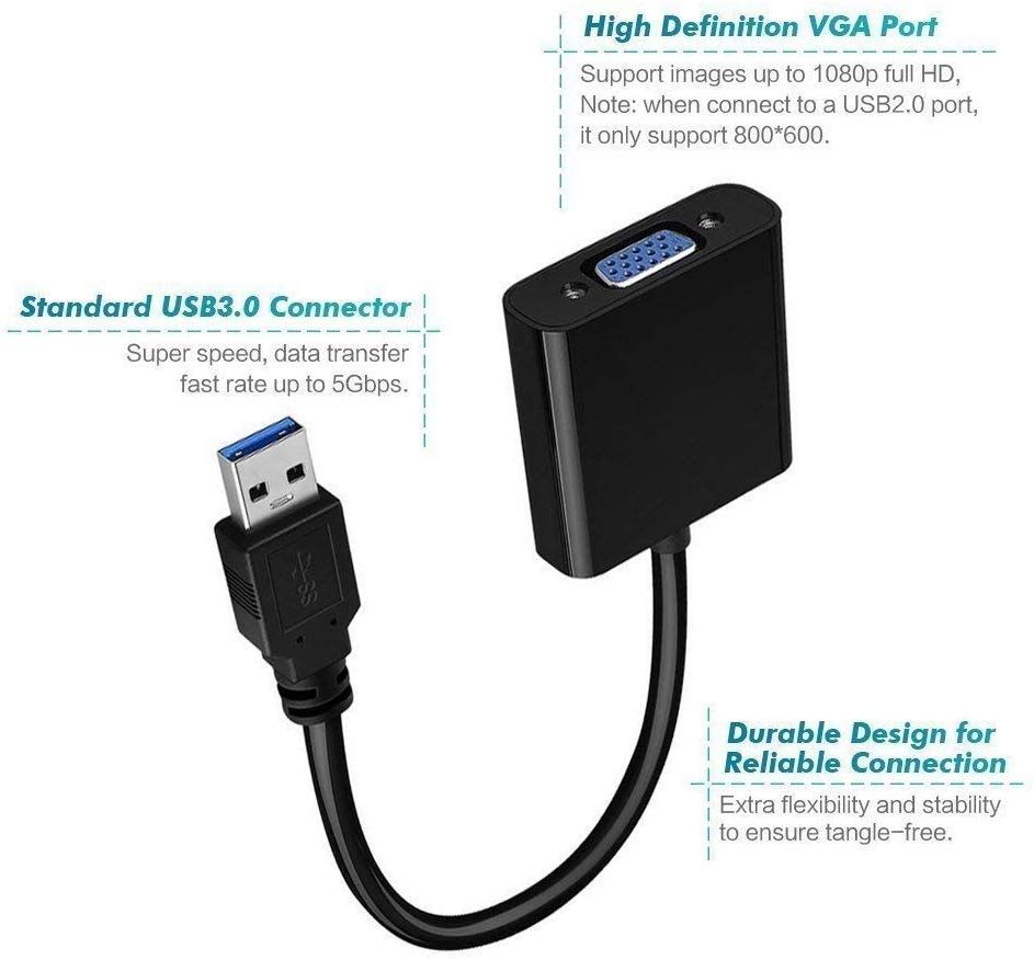 USB 3.0 to VGA Adapter, USB to VGA Video Adapter Converter