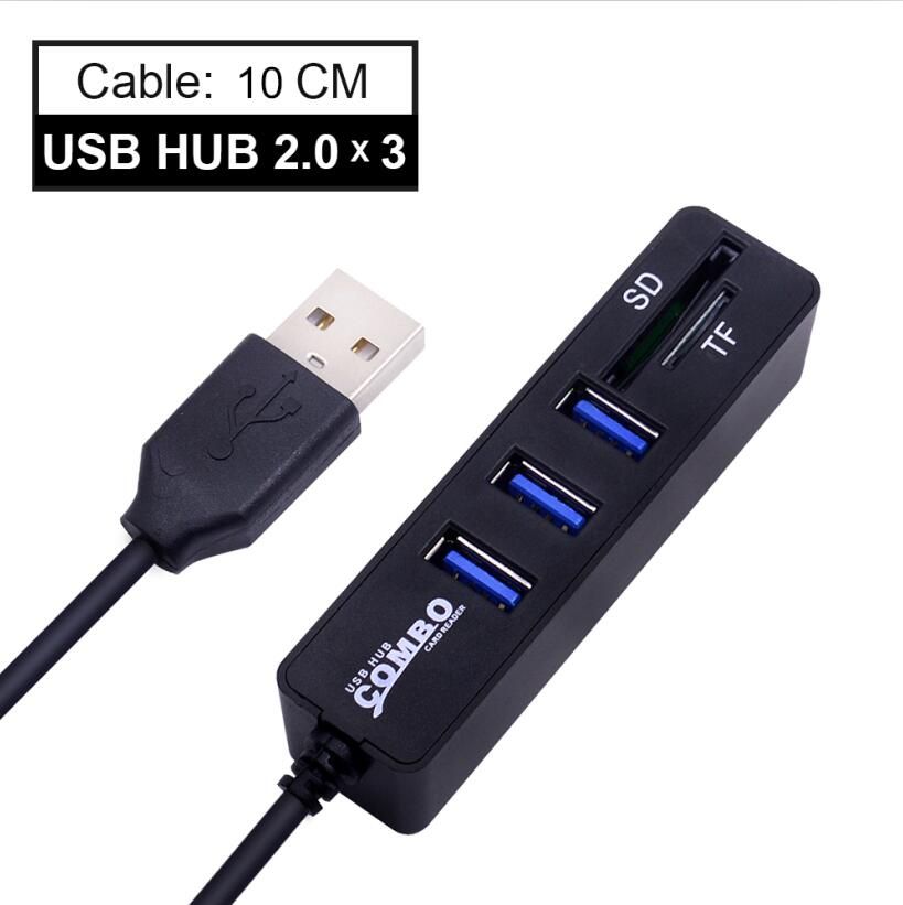 USB Hub Combo 6 Ports 2.0 Micro Card Reader SD/TF High Speed Multi USB Splitter Hub Combo All In One for PC Computer Accessories