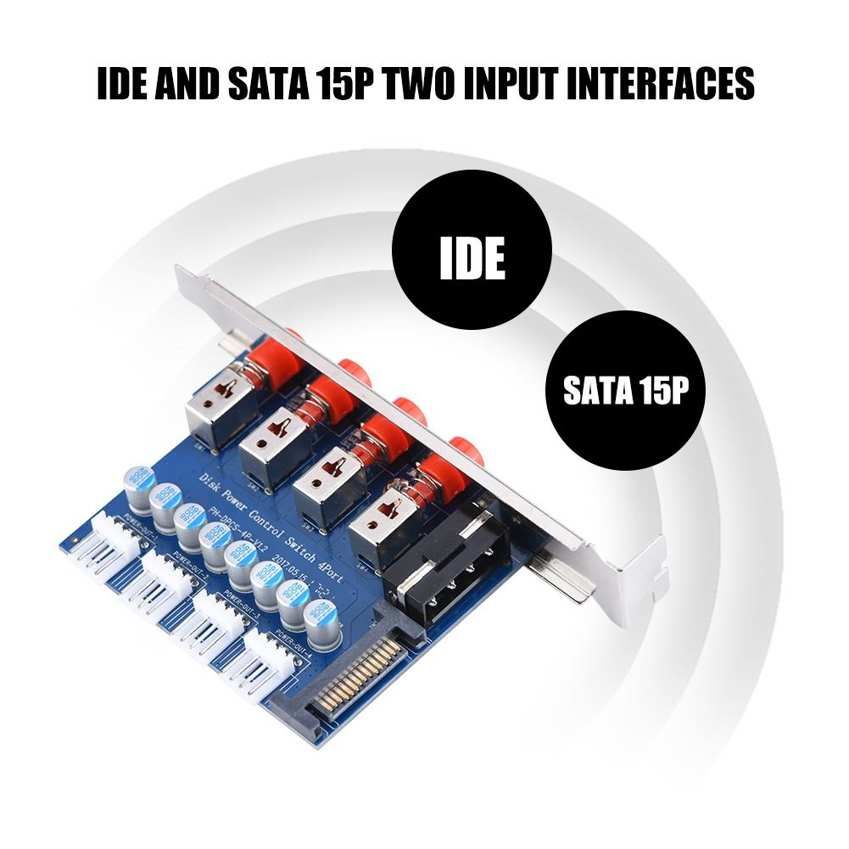PC Desktop 15Pin SATA HDD Hard 4 Channels Drive Power Switch Controller Selector