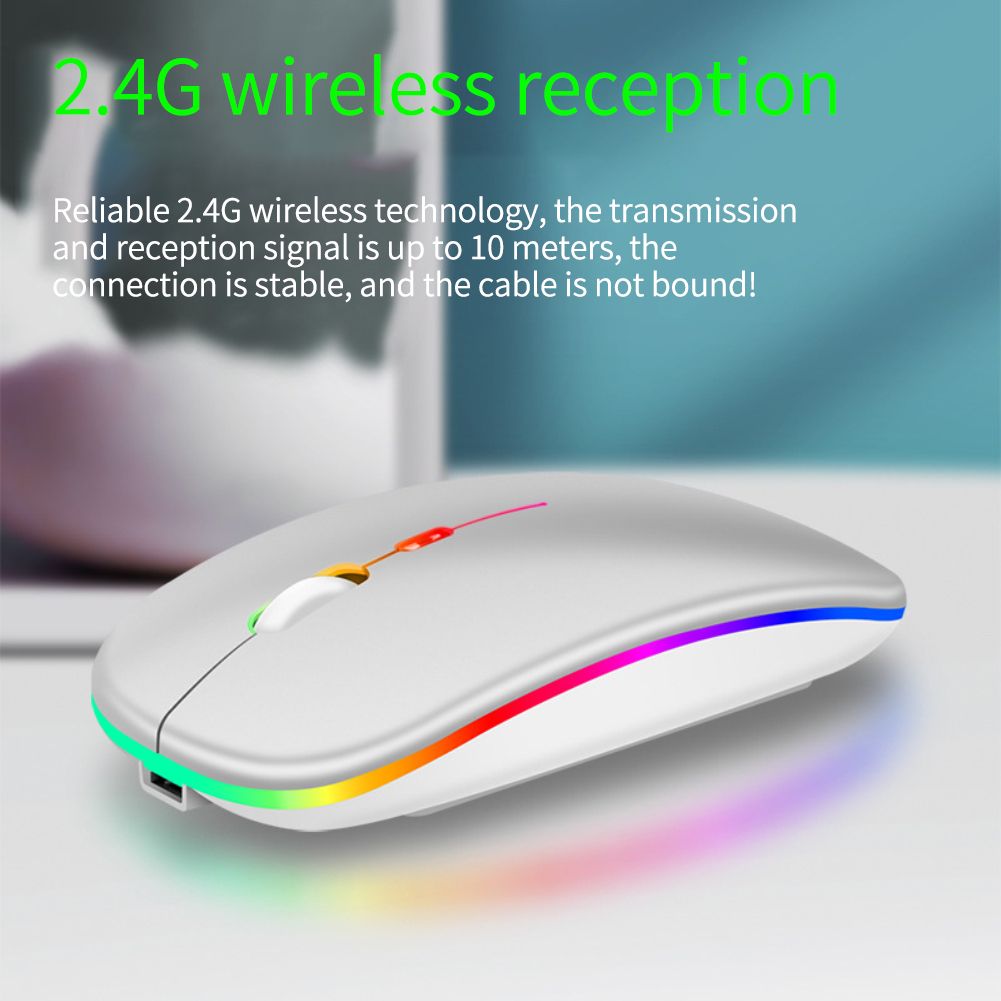 Wireless Mouse RGB Rechargeable Mouse USB Computer Mouse Silent Ergonomic Mouse Noiseless Mice Wireless For PC Laptop